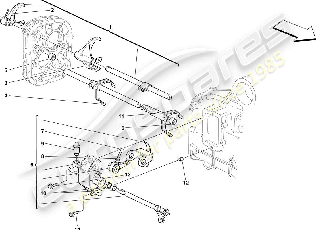 ferrari f430 coupe (rhd) internal gearbox controls part diagram