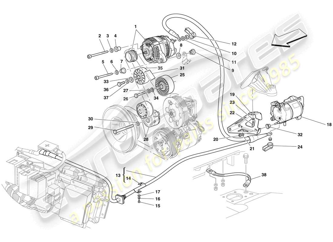 ferrari f430 scuderia (rhd) alternator - starter motor part diagram