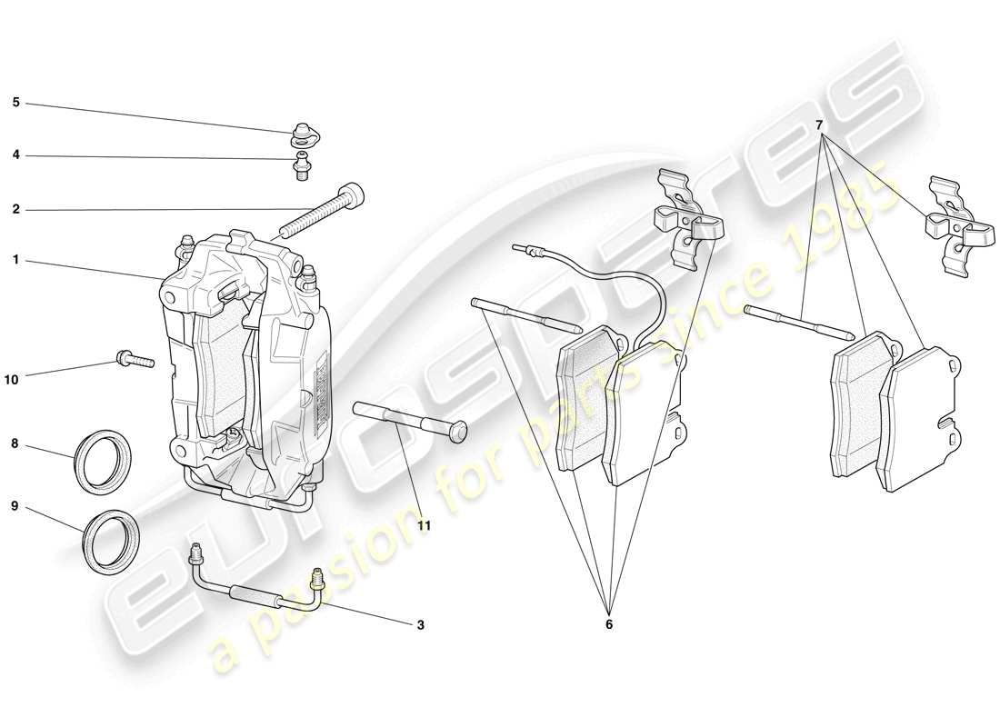 ferrari f430 spider (rhd) front and rear brake callipers part diagram