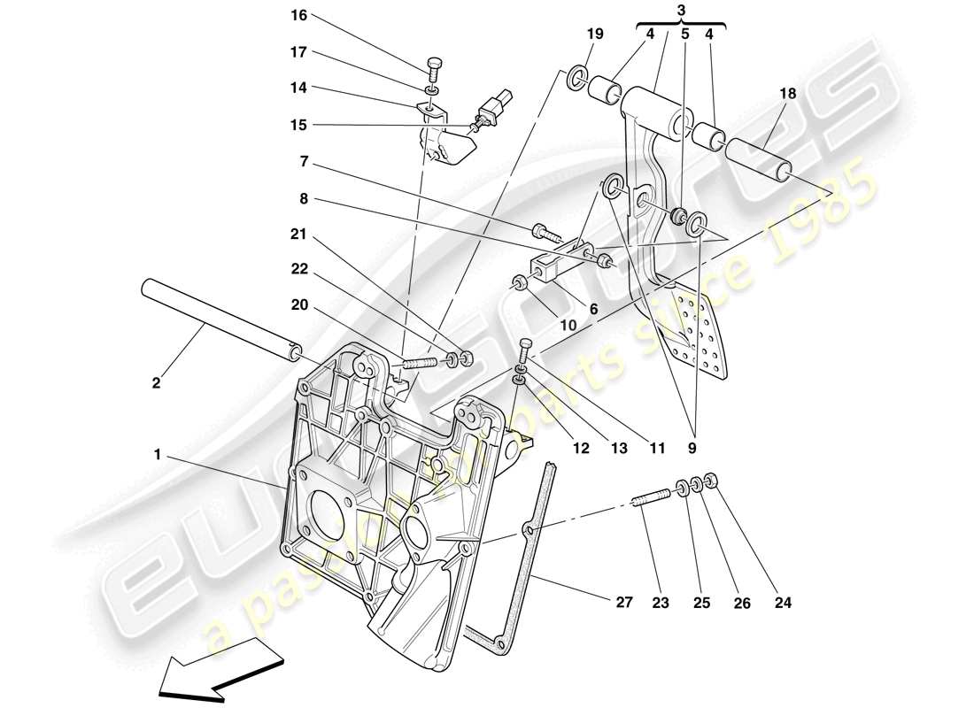 ferrari f430 scuderia spider 16m (rhd) pedal board part diagram