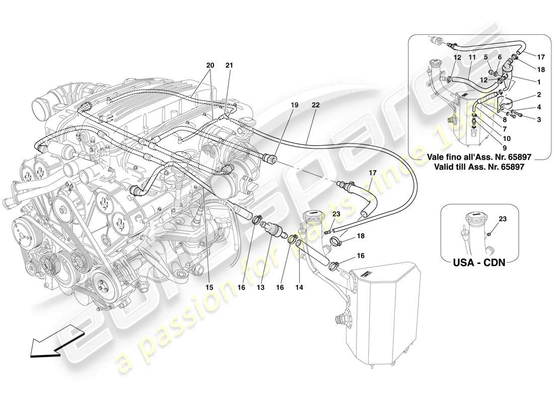 ferrari 612 sessanta (usa) blow-by system part diagram