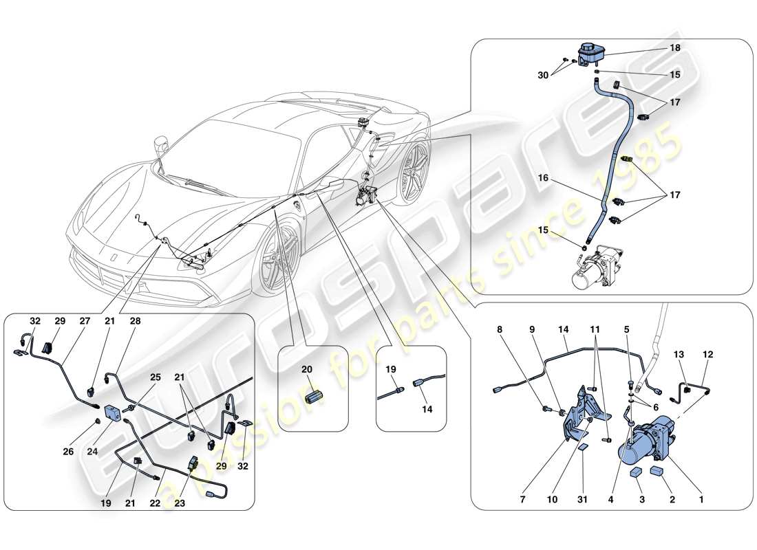 ferrari 488 gtb (rhd) vehicle lift system part diagram