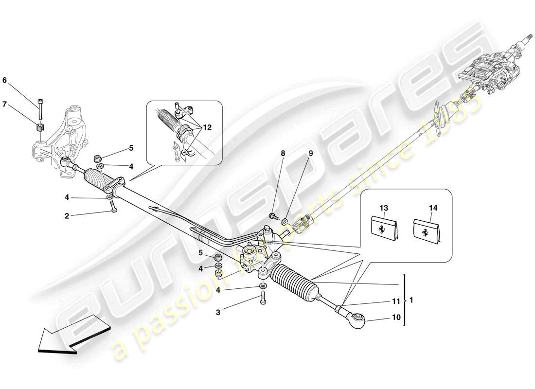 ferrari 599 gtb fiorano (europe) hydraulic power steering box parts diagram