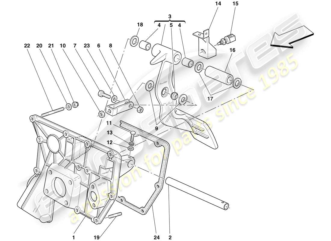 ferrari f430 scuderia (rhd) pedal board part diagram