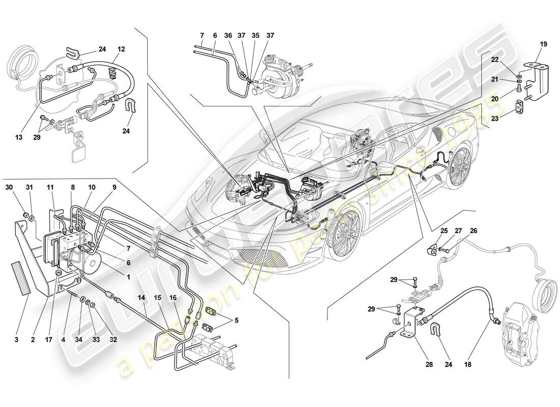 ferrari f430 scuderia (europe) brake system part diagram