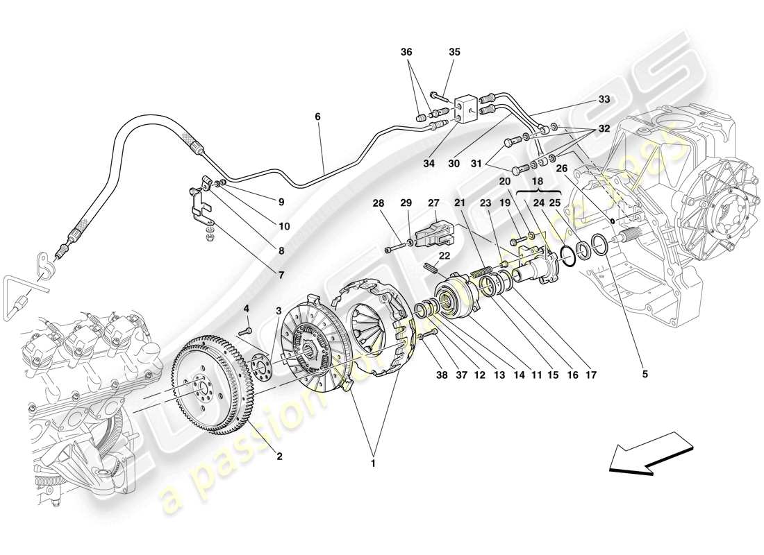 ferrari f430 spider (rhd) clutch and controls part diagram