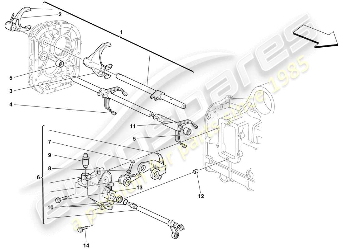 ferrari f430 spider (rhd) internal gearbox controls part diagram