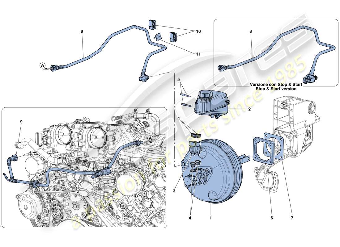 ferrari california t (europe) servo brake system part diagram