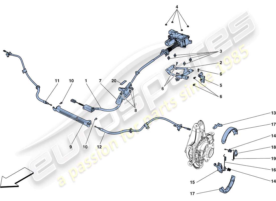 ferrari ff (usa) parking brake control part diagram