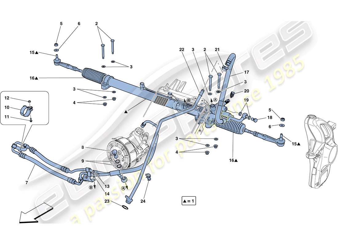 ferrari ff (rhd) hydraulic power steering box part diagram