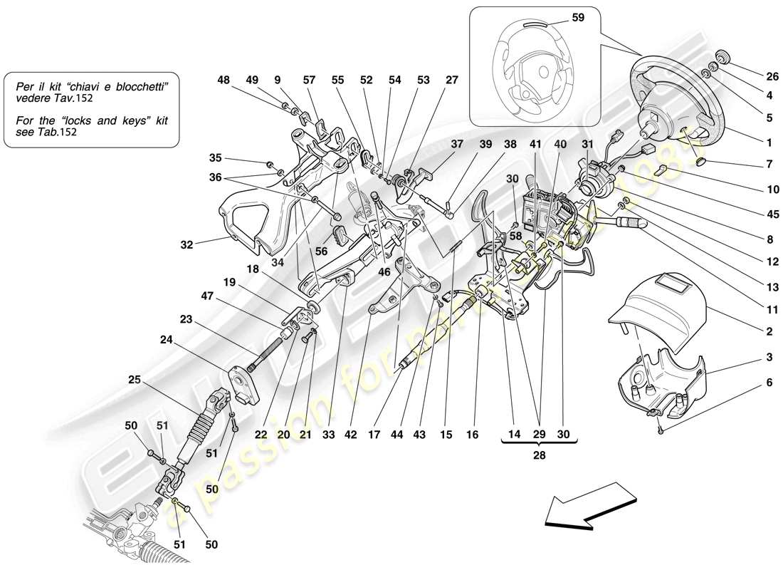 ferrari f430 scuderia (europe) steering control part diagram