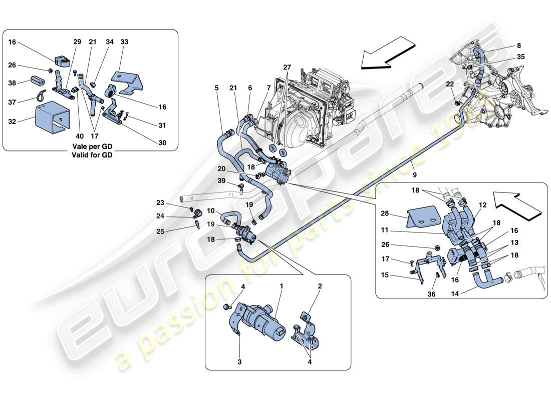 ferrari 458 spider (europe) ac system - water part diagram