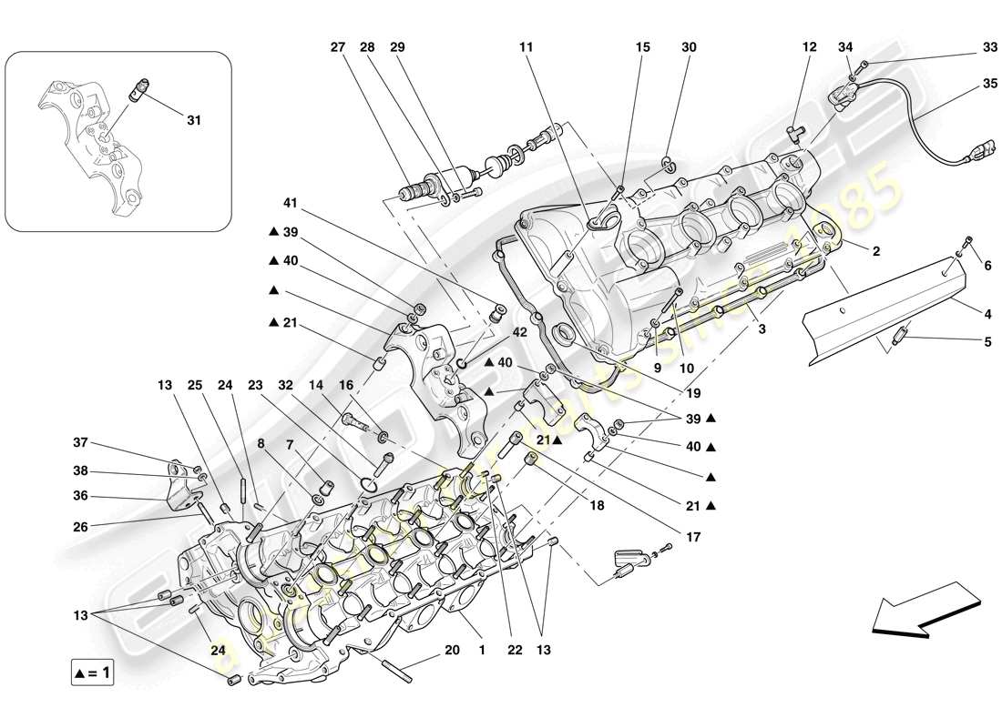 ferrari f430 spider (usa) left hand cylinder head part diagram