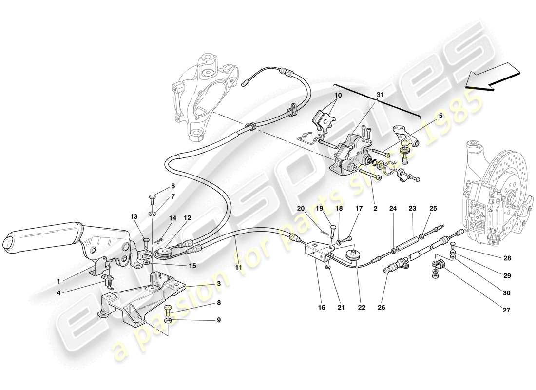 ferrari f430 spider (usa) parking brake control part diagram