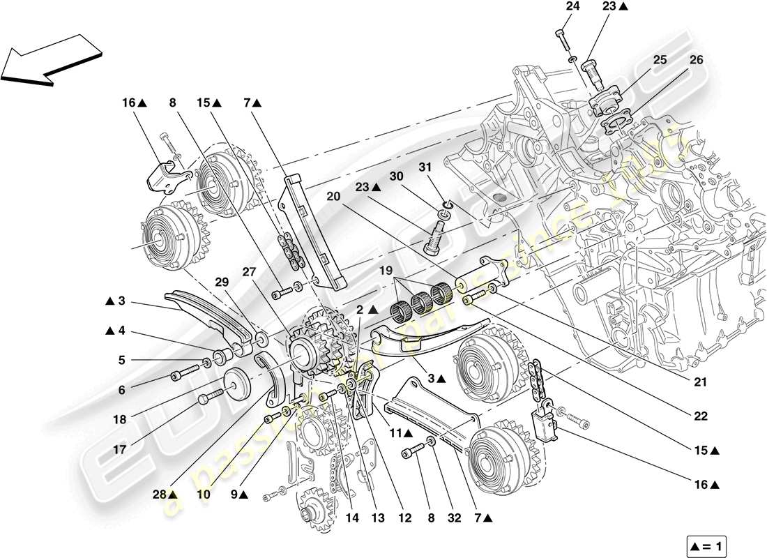 ferrari california (europe) timing system - drive parts diagram