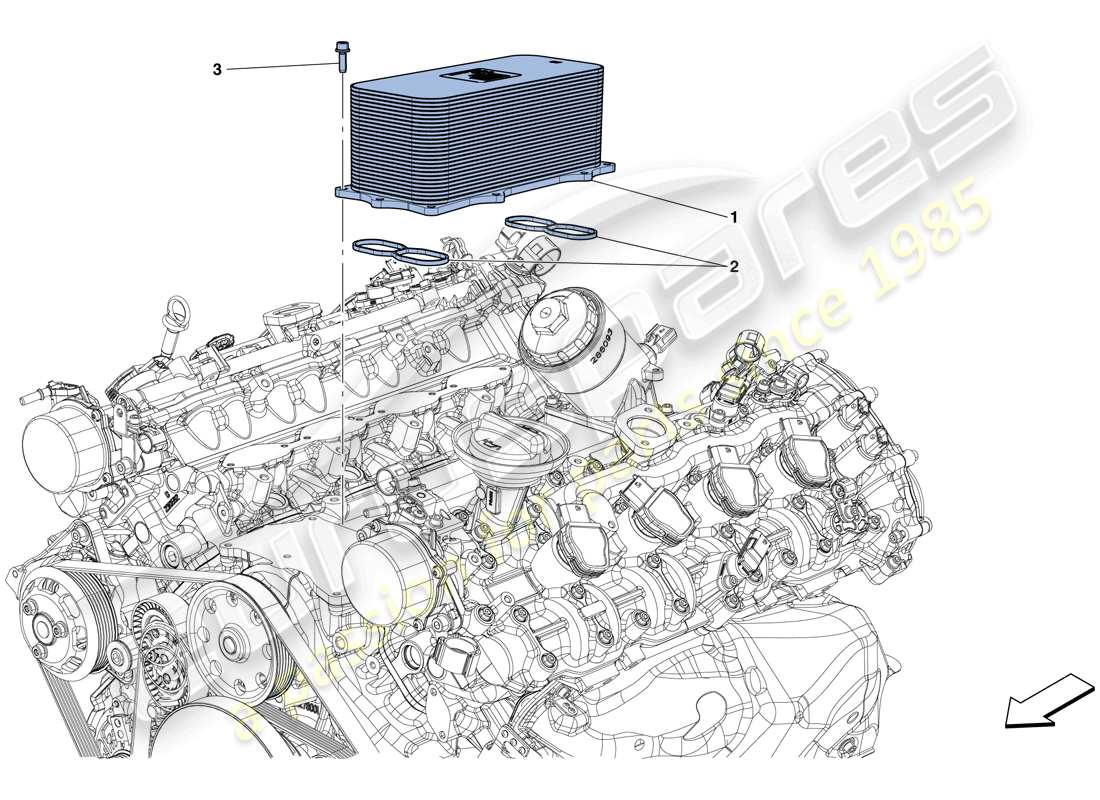 ferrari gtc4 lusso t (rhd) engine heat exchanger part diagram