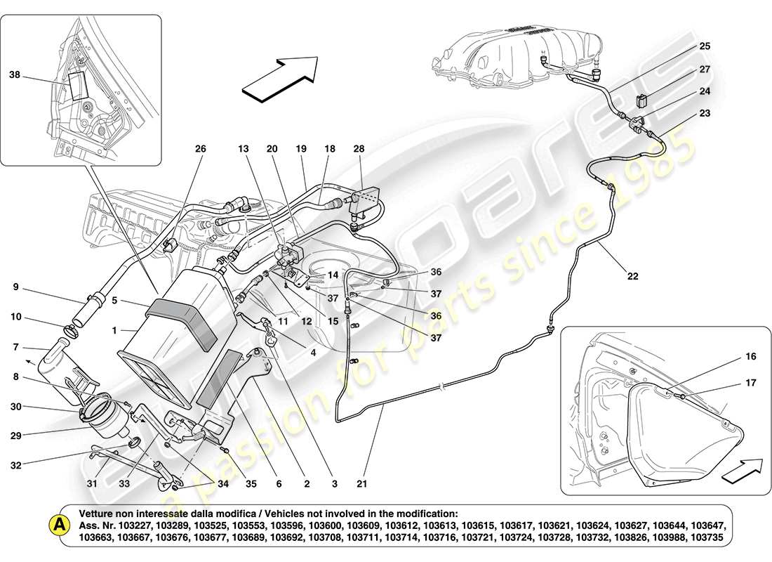 ferrari california (europe) evaporative emissions control system parts diagram