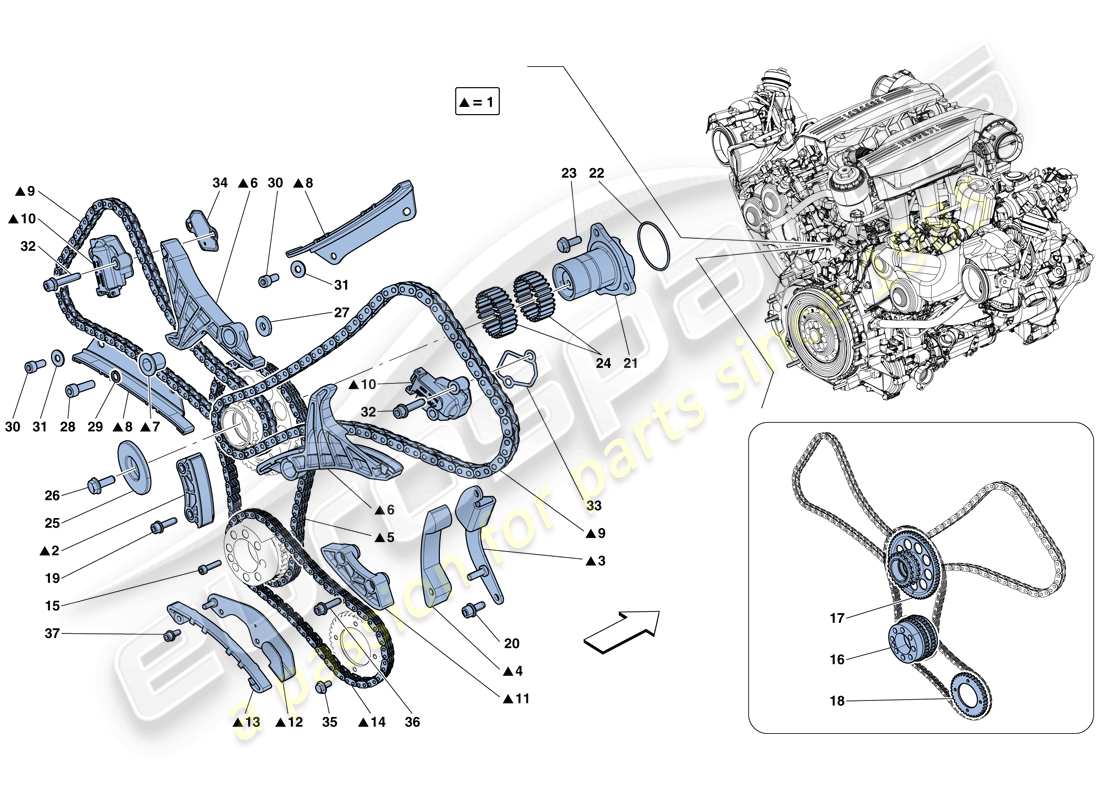 ferrari 488 gtb (rhd) timing system - drive part diagram