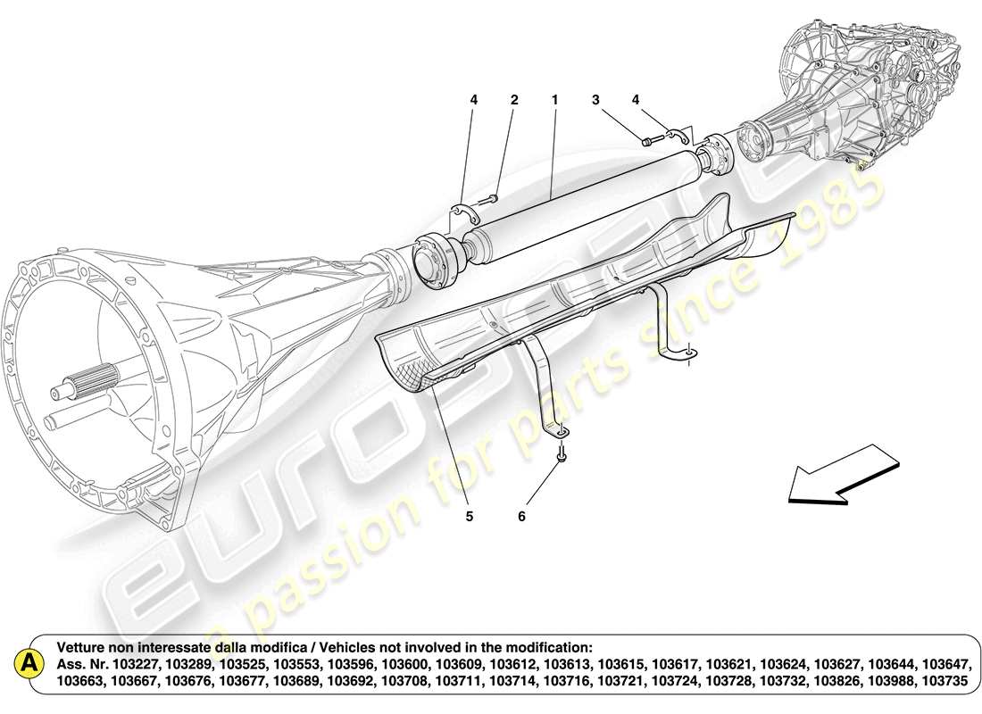 ferrari california (europe) transmission pipe part diagram