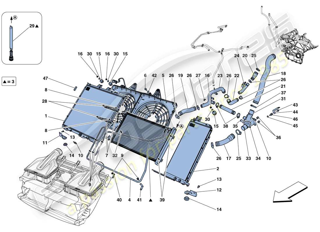 ferrari gtc4 lusso (europe) cooling - radiators and air ducts part diagram