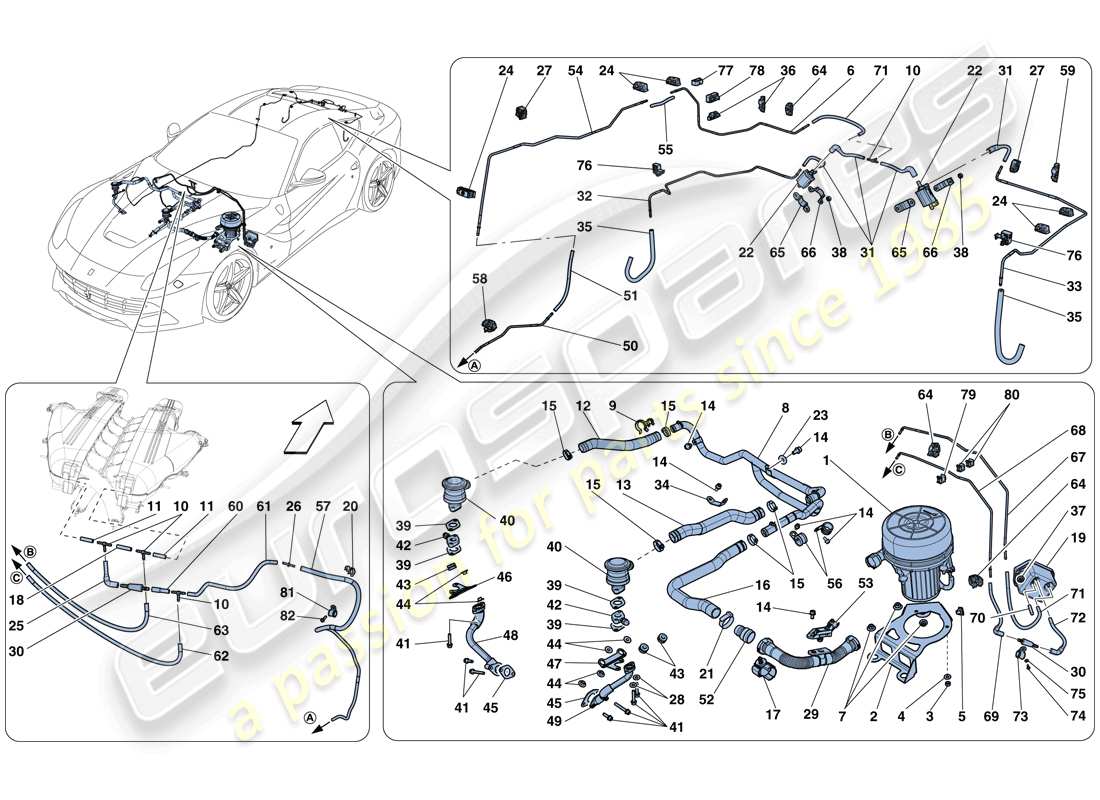 ferrari f12 berlinetta (rhd) secondary air system part diagram