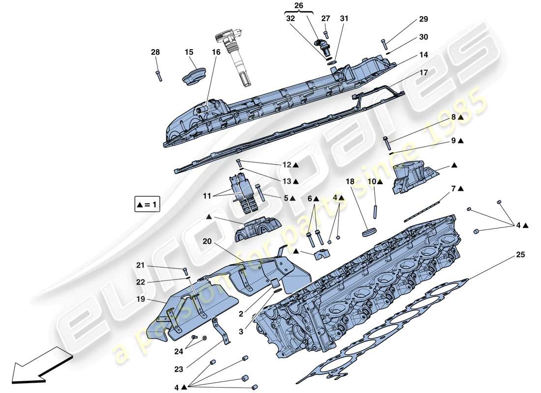 ferrari gtc4 lusso (europe) right hand cylinder head part diagram