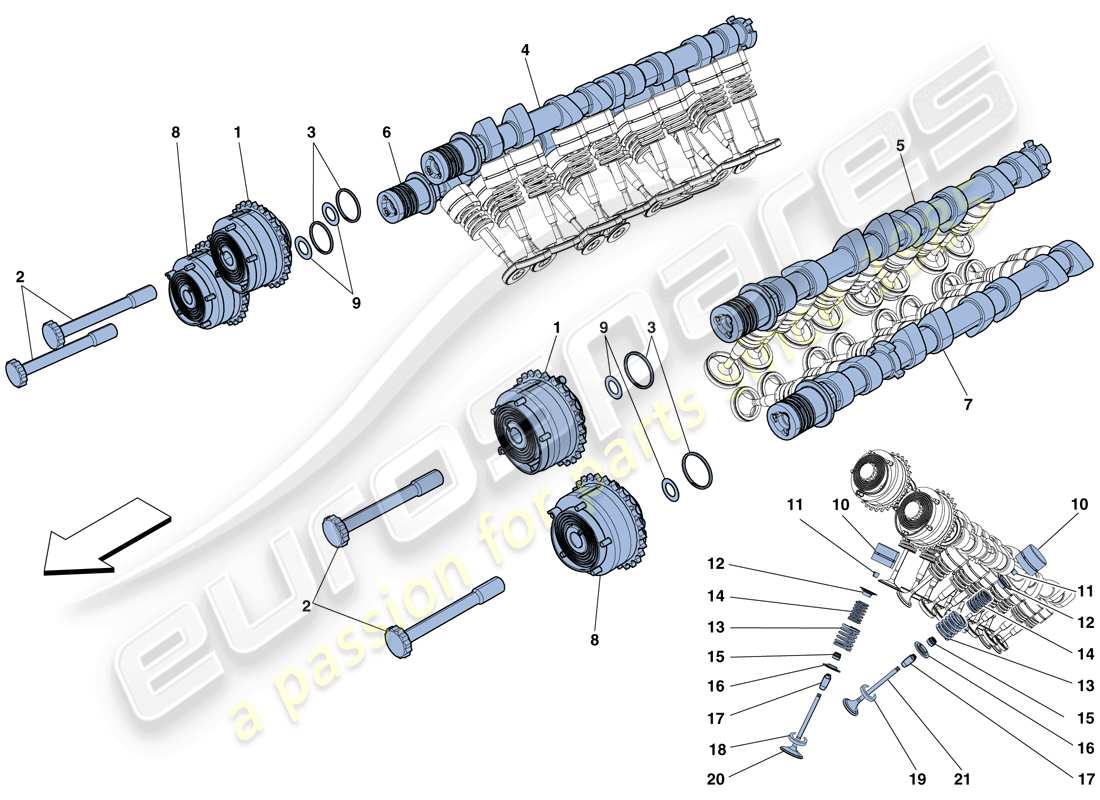 ferrari 458 italia (rhd) timing system - tappets parts diagram