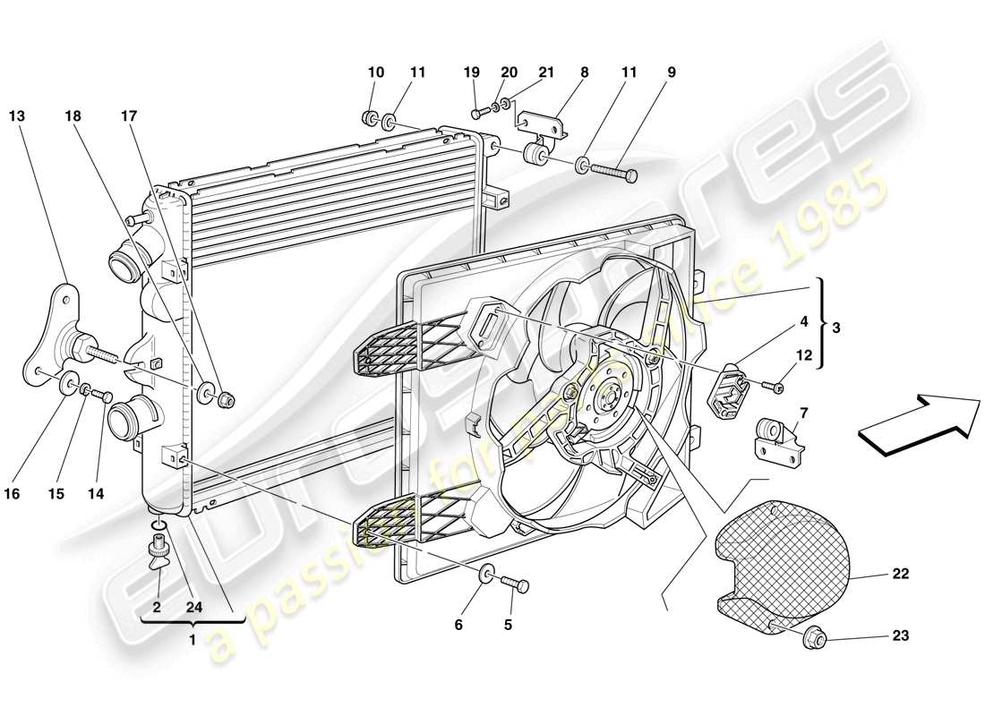 ferrari f430 spider (usa) cooling system radiators part diagram