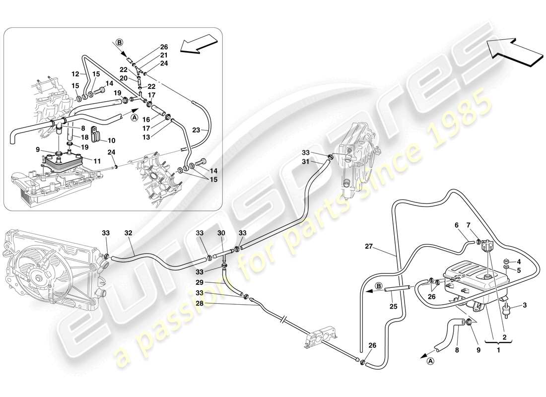 ferrari f430 spider (usa) header tank part diagram