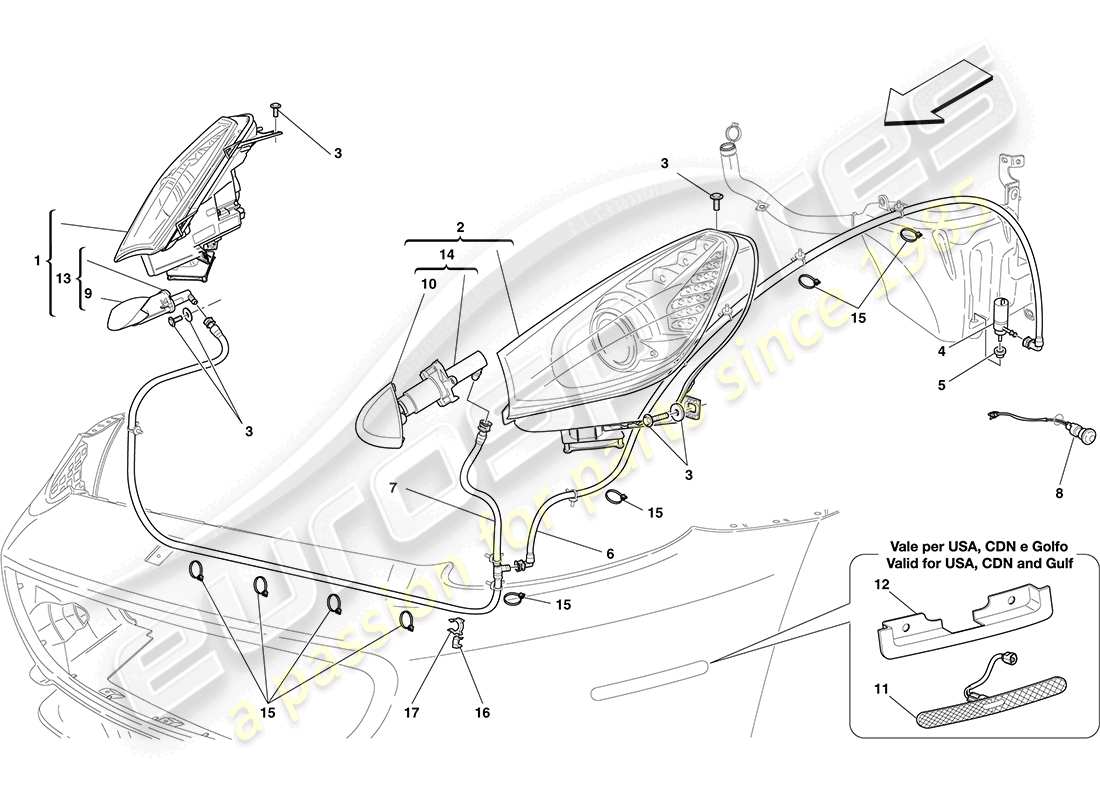 ferrari california (europe) headlights part diagram