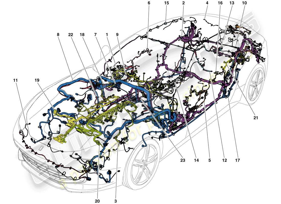 ferrari gtc4 lusso (europe) main wiring harnesses part diagram