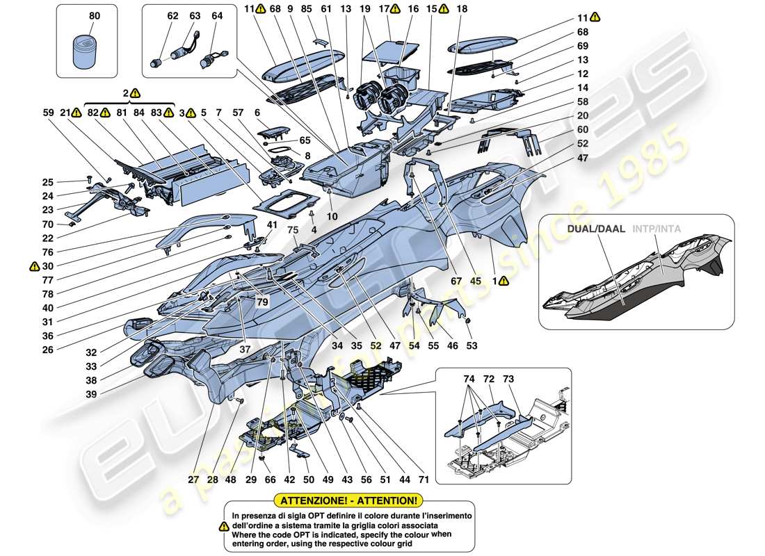 ferrari gtc4 lusso (europe) tunnel - substructure and accessories part diagram