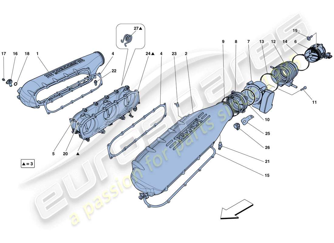 ferrari 458 spider (europe) intake manifold cover part diagram