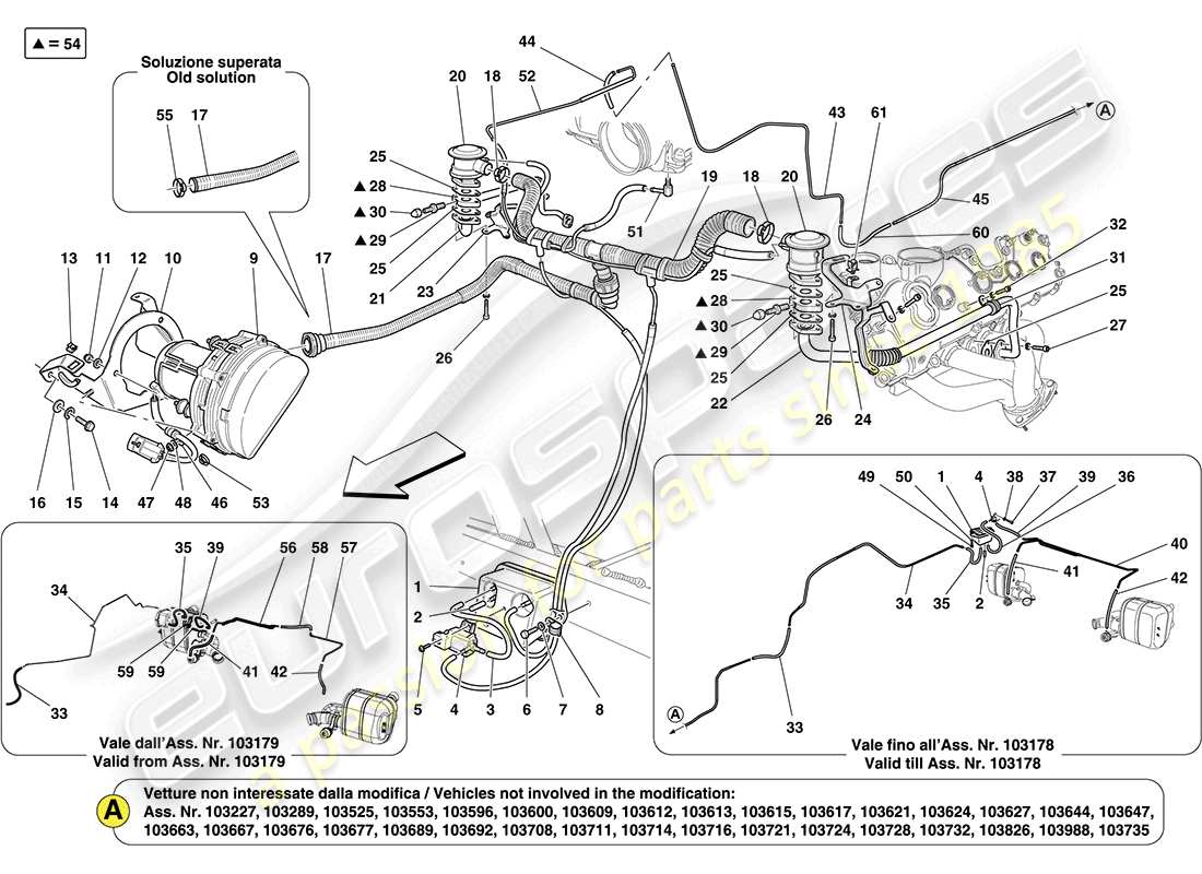 ferrari california (europe) secondary air system part diagram