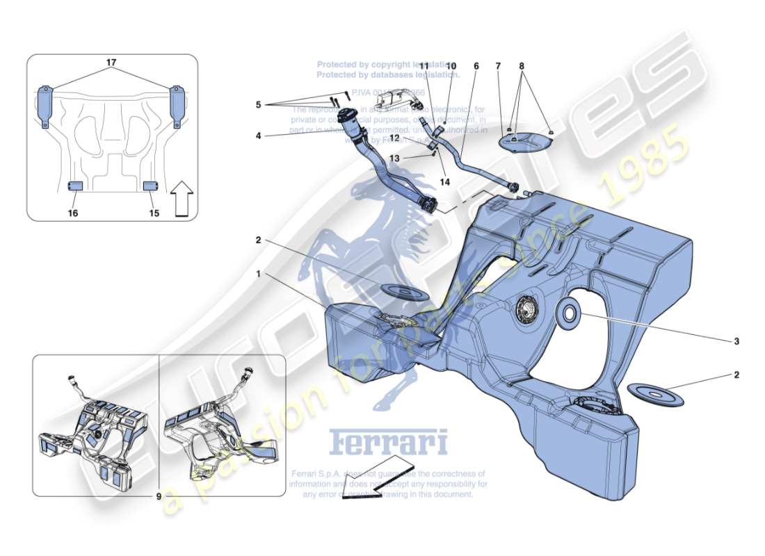 ferrari gtc4 lusso (rhd) fuel tank and filler neck part diagram