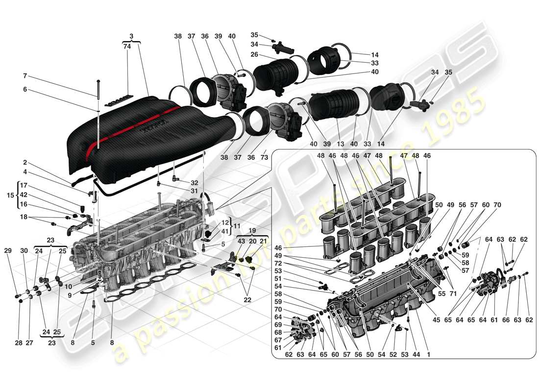 ferrari laferrari (europe) intake manifold part diagram