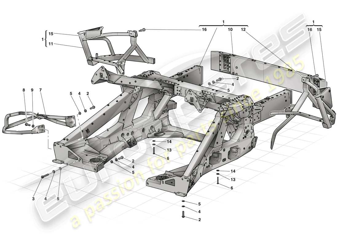 ferrari laferrari (europe) rear subchassis part diagram