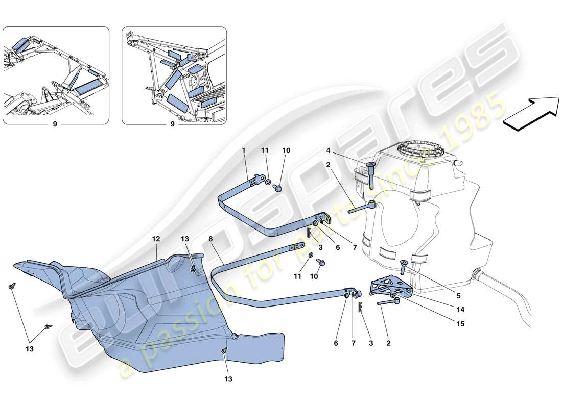 ferrari 458 spider (europe) fuel tanks - fasteners and guards part diagram