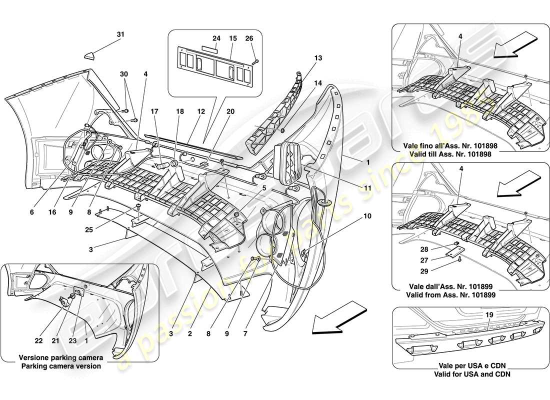 ferrari california (europe) rear bumper part diagram