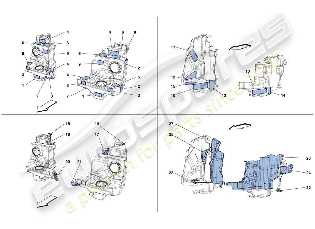 ferrari 488 gtb (rhd) fuel tanks - fasteners and guards part diagram