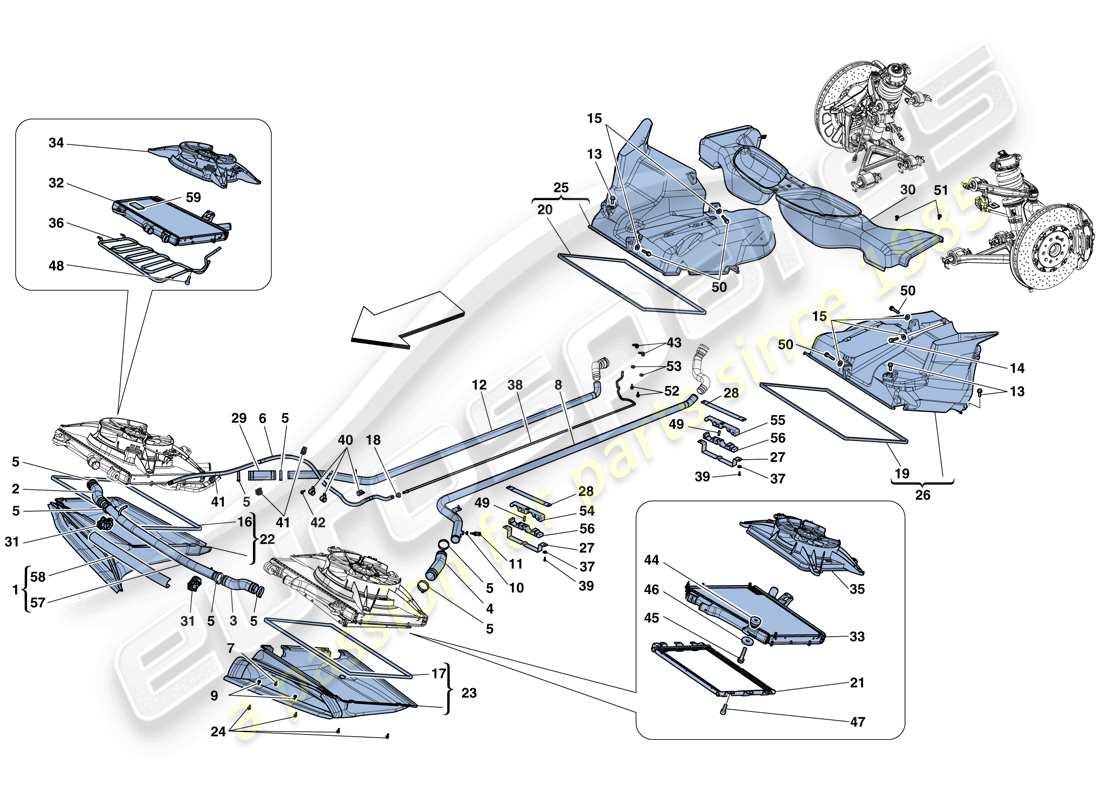 ferrari 458 speciale aperta (europe) cooling - radiators and air ducts part diagram