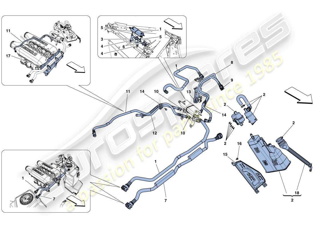 ferrari 458 speciale aperta (europe) evaporative emissions control system part diagram