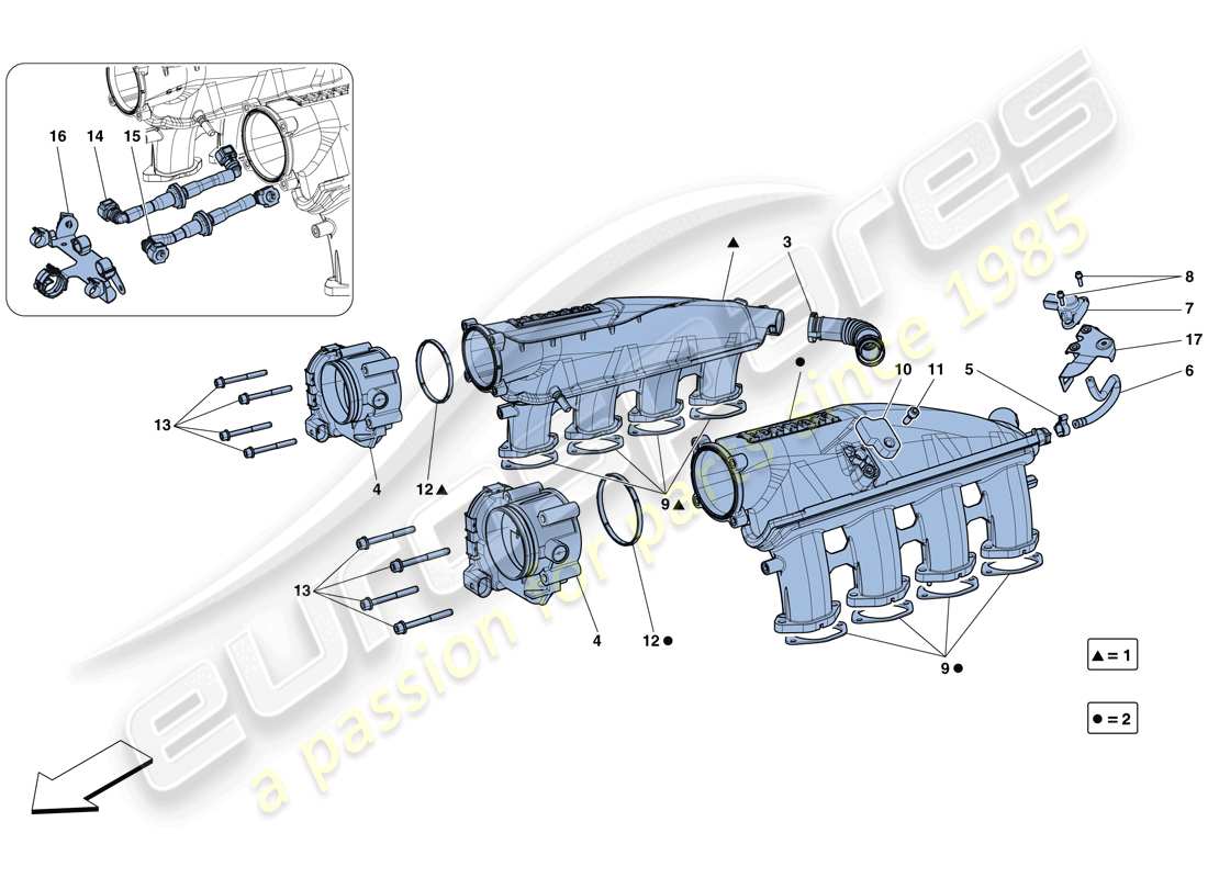 ferrari gtc4 lusso t (europe) intake manifold part diagram