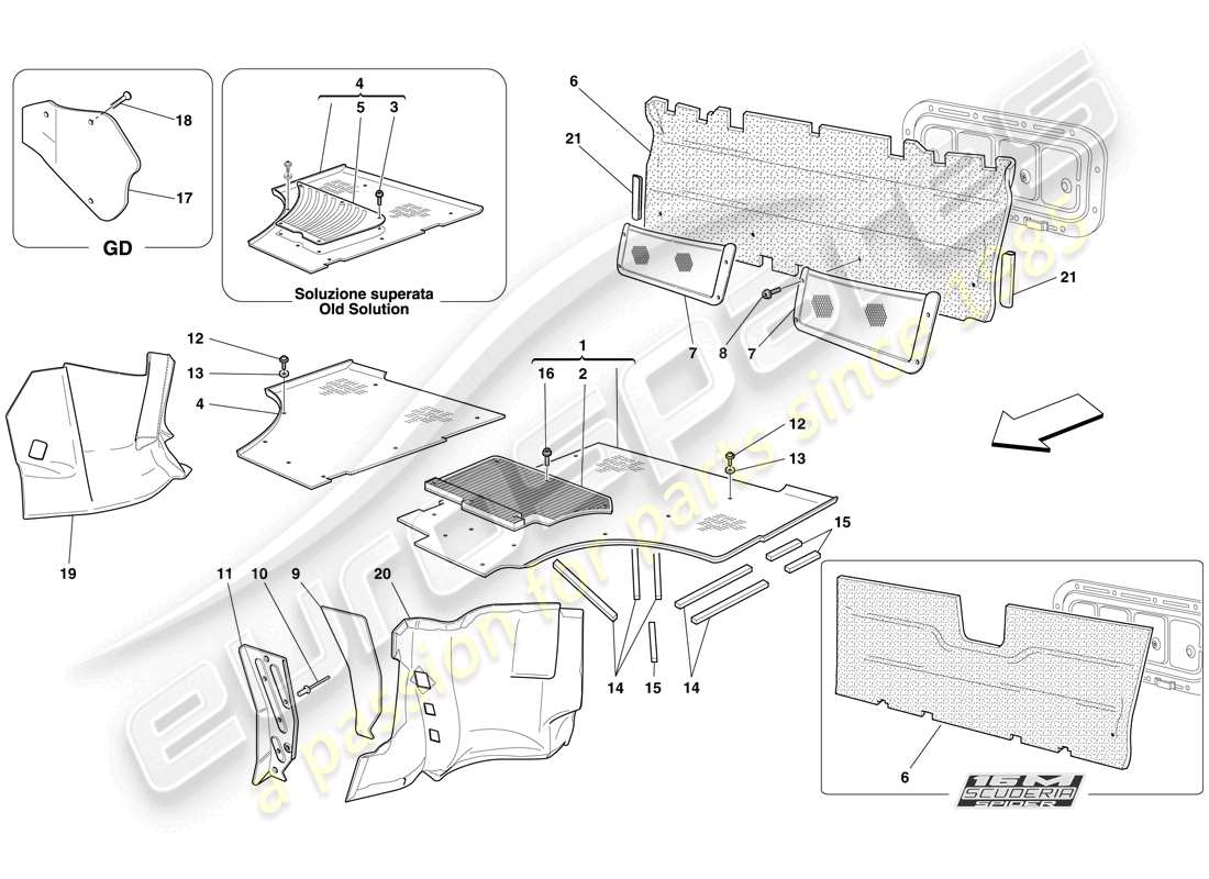 ferrari f430 scuderia (europe) passenger compartment mats part diagram