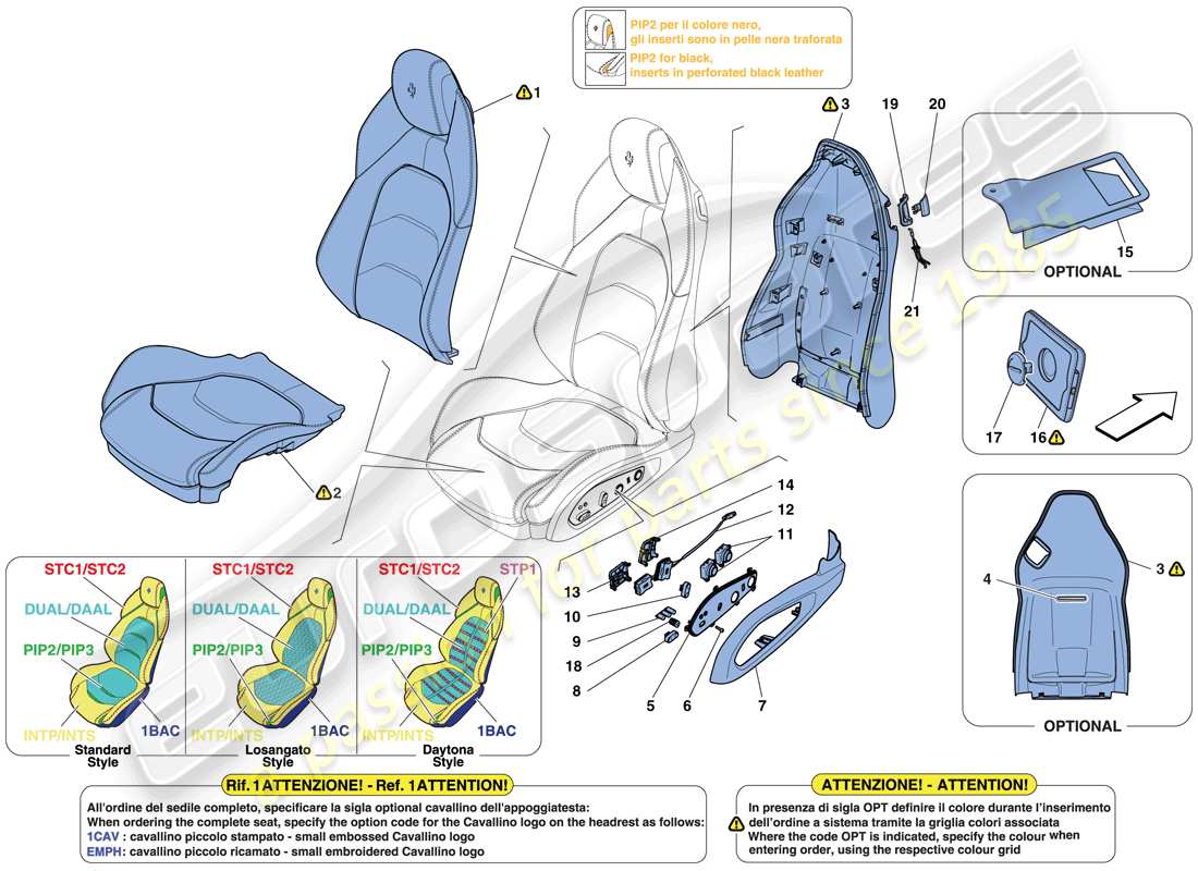 ferrari gtc4 lusso (europe) front seat - trim and accessories part diagram