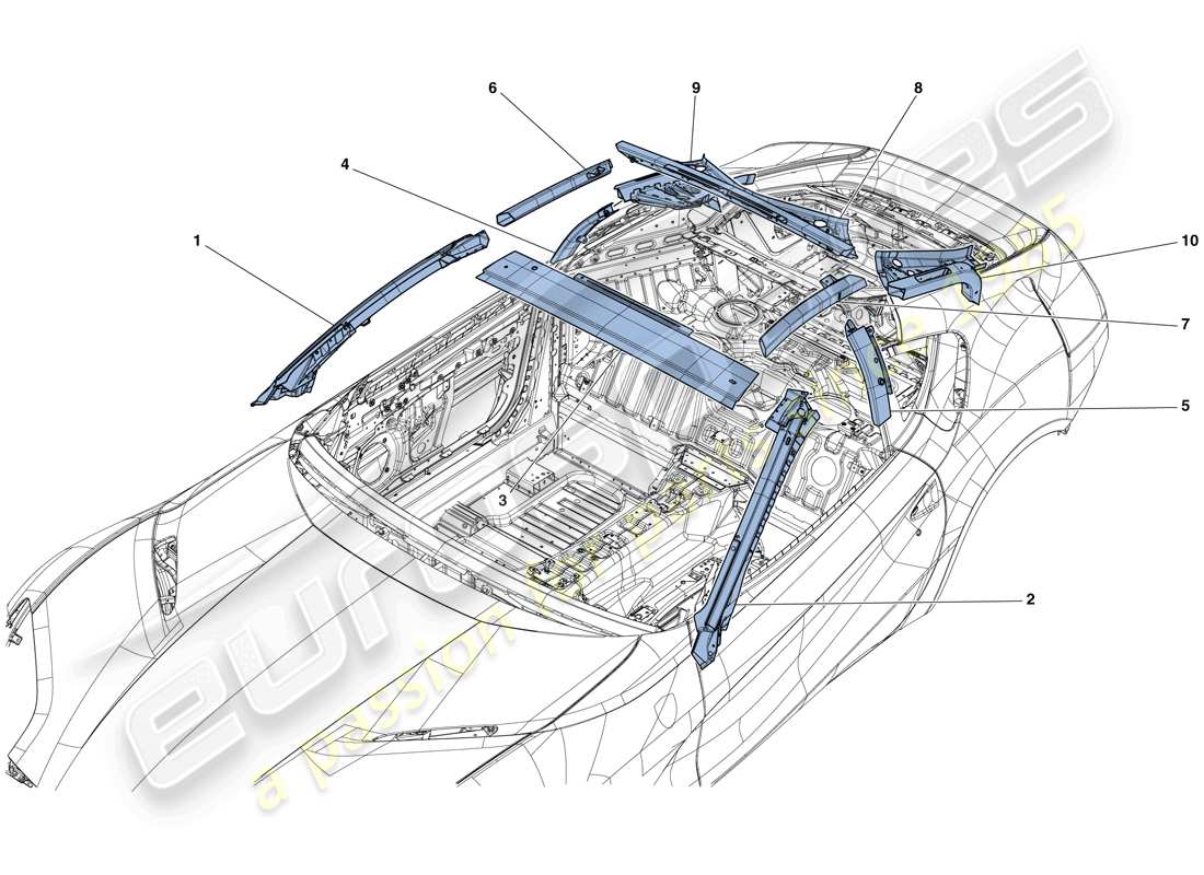 ferrari 812 superfast (usa) greenhouse part diagram