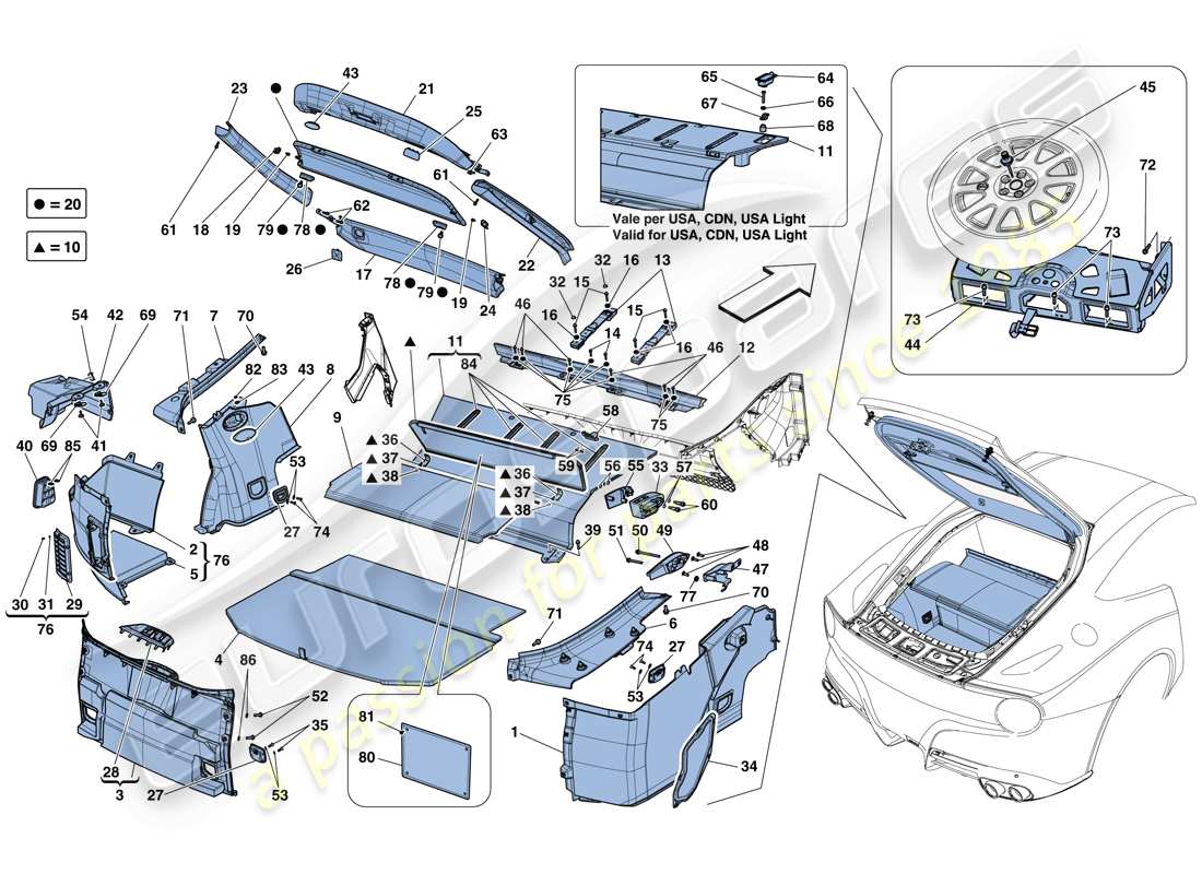 ferrari f12 berlinetta (usa) luggage compartment mats part diagram