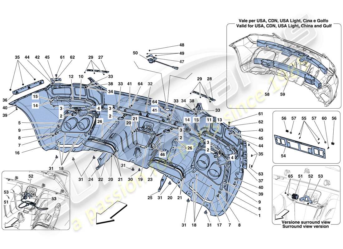 ferrari gtc4 lusso (rhd) rear bumper part diagram