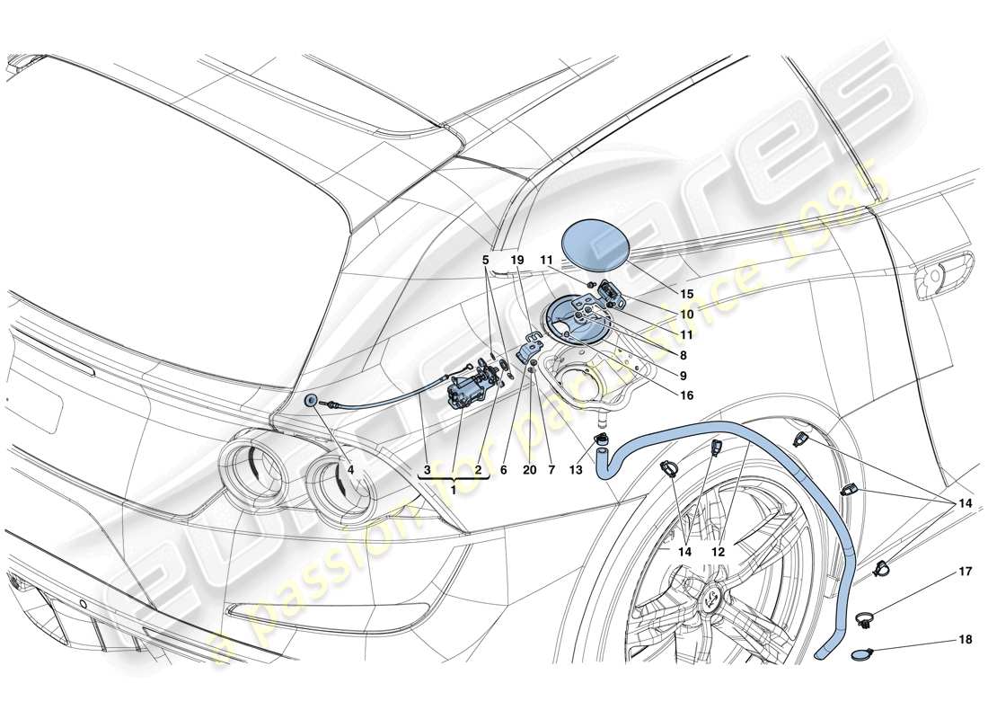 ferrari gtc4 lusso (europe) fuel filler flap and controls part diagram