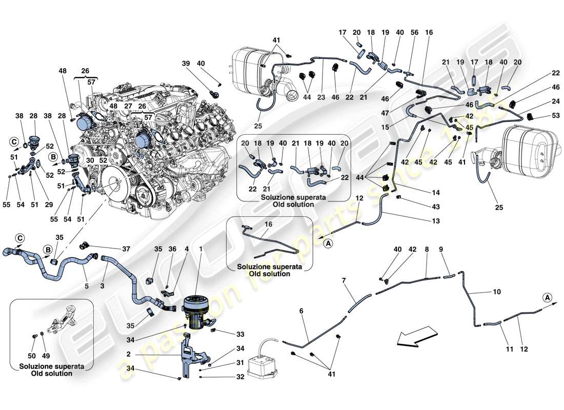 ferrari california t (europe) secondary air system part diagram